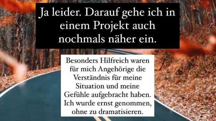 Instagram-Story über Depressionen von Melissa Damilia.