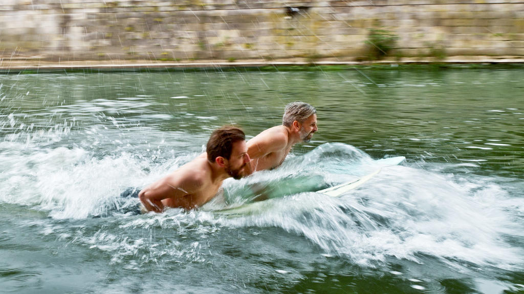 Erste Surfversuche auf der Leine, 2013