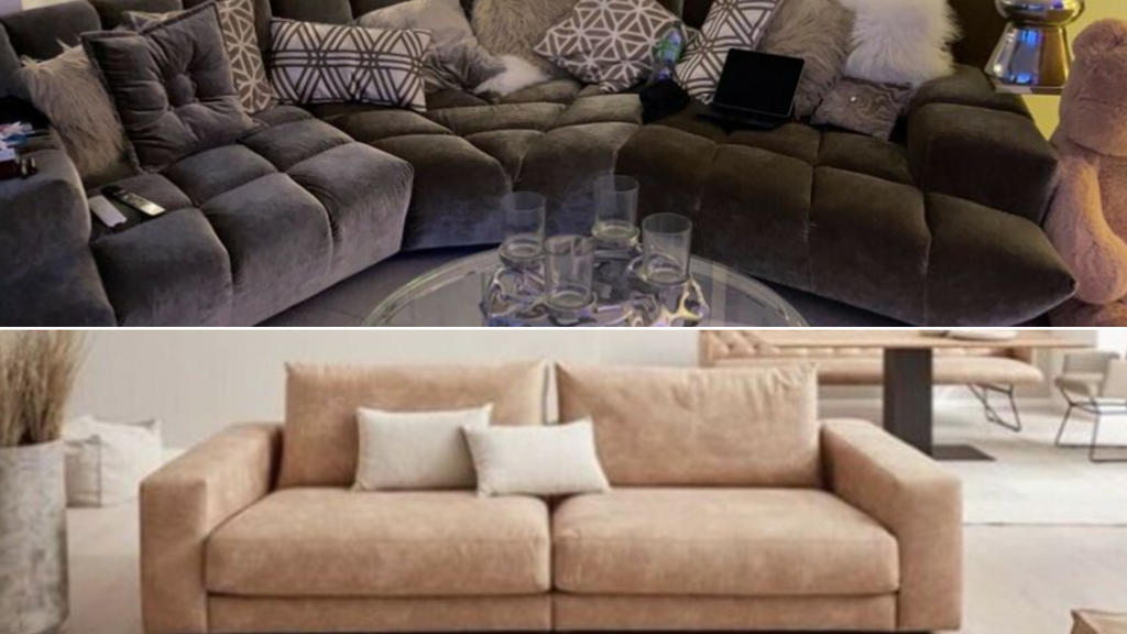 Jessica Paszka muss sich von ihrem geliebten Big Sofa (oben) und ihrer schnuckeligen Leder-Couch (unten) verabschieden.