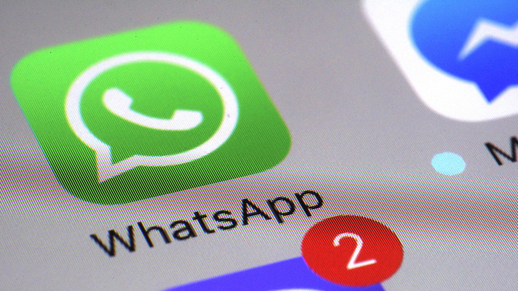WhatsApp Logo auf einem Smartphone Display