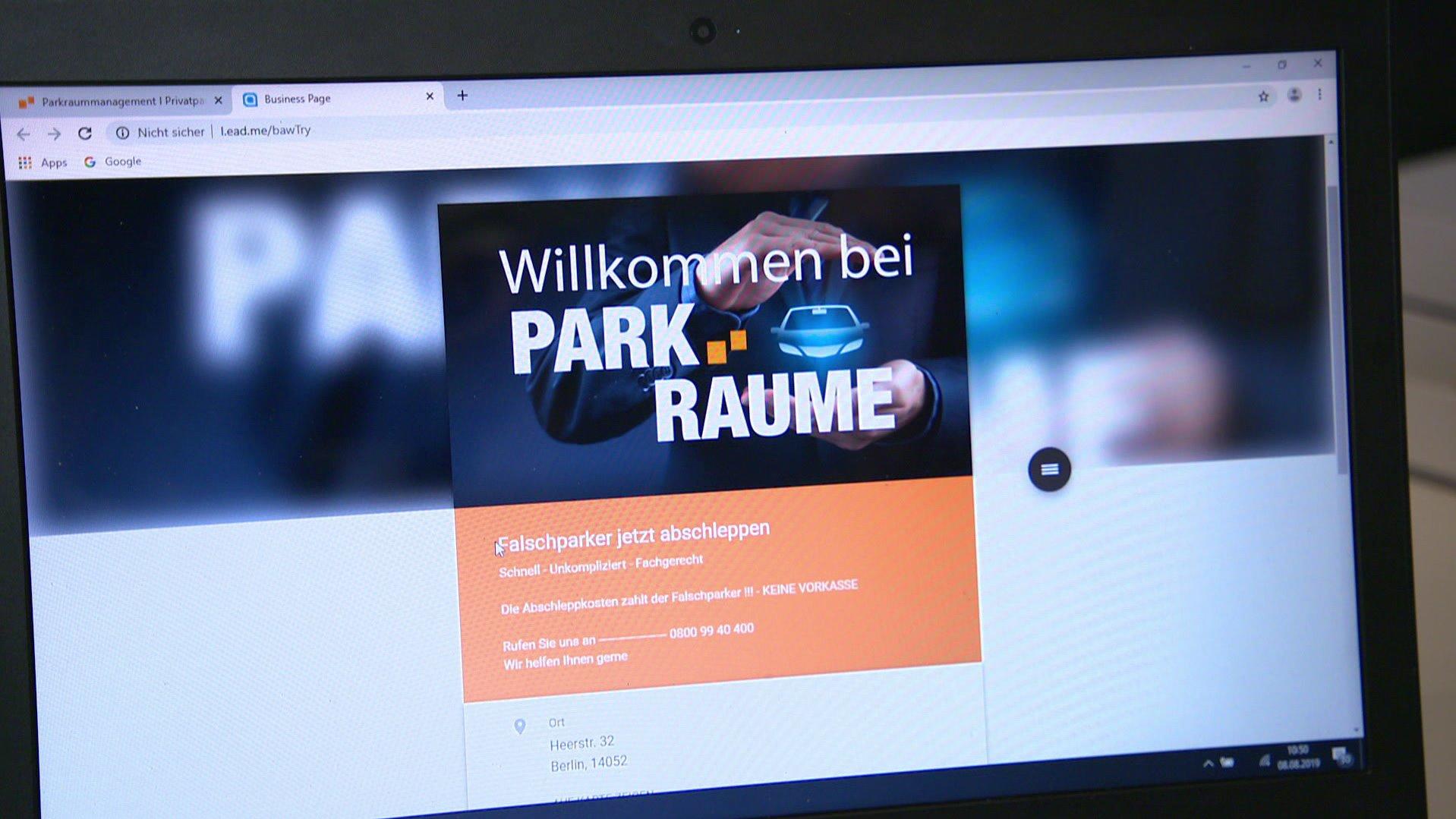 Website der "Parkräume KG"