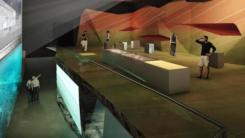 Die Visualisierung zeigt einen Raum der geplanten Erlebnis-Ausstellung Bluehouse. Foto: -/studio klv/dpa/Handout