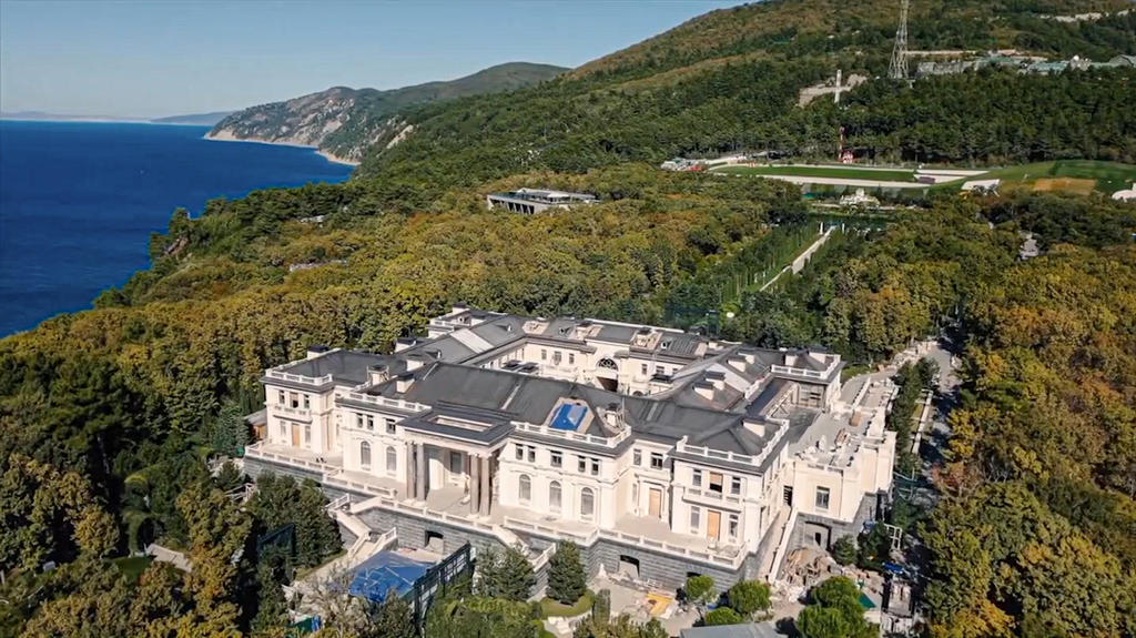 This image taken from video released by Navalny Life youtube channel on Tuesday, Jan. 19, 2021, shows a drone view of an estate on Russia's Black Sea, Russia. Navalny's team released a two-hour video investigation of what they called "Putin's palace"