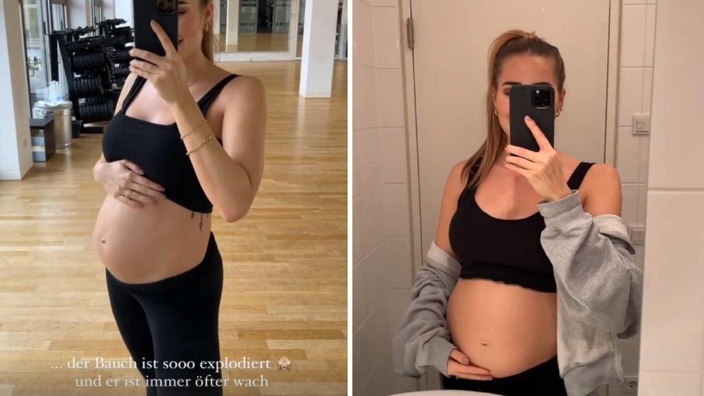 Anahita Rehbein zeigt ihren Babybauch.
