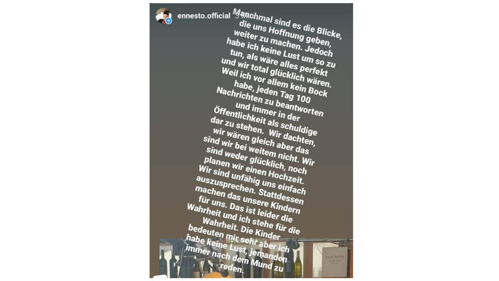 So äußerte sich Ennesto gerade bei Instagram zu Danni Büchner.