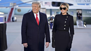  U.S. President Donald Trump, left, and U.S. First Lady Melania Trump arrive to a farewell ceremony at Joint Base Andrews, Maryland, U.S., on Wednesday, Jan. 20, 2021. Trump departs Washington with Americans more politically divided and more likely to be out of work than when he arrived, while awaiting trial for his second impeachment - an ignominious end to one of the most turbulent presidencies in American history. PUBLICATIONxNOTxINxUSA Copyright: xStefanixReynoldsx/xPoolxviaxCNPx/MediaPunchx