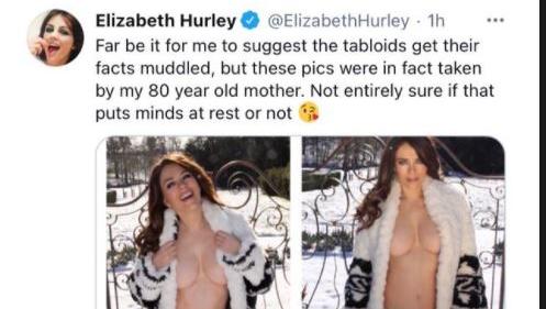 Liz Hurley verrät auf Instagram, dass ihre Mutter die heißen Bilder geschossen hat.