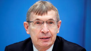 Klaus Cichutek, President of the Paul Ehrlich Institute, a federal agency for vaccines and biomedicines, speaks during a news conference, amid the spread of the coronavirus disease (COVID-19), in Berlin, Germany January 29, 2021. REUTERS/Hannibal Hanschke/Pool