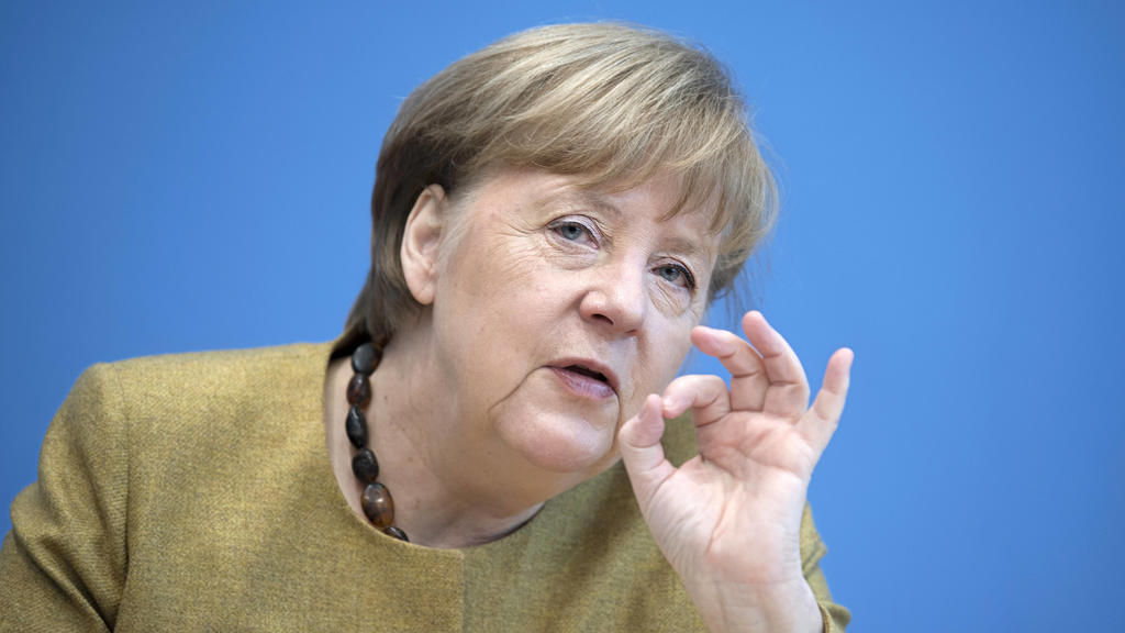 Angela Merkel - Coronavirus DEU, Deutschland, Germany, Berlin, 21.01.2021 Bundeskanzlerin Angela Merkel waehrend der Bundespressekonferenz zum Thema Situation Covid-19 bzw Coronavirus in Berlin. Chancellor Angela Merkel during a press call at the Fed