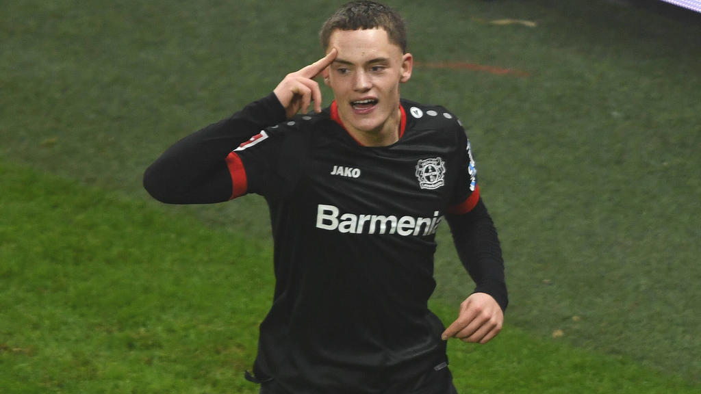 Bayer 04 Leverkusen - VFB Stuttgart / 06.02.2021 / Florian Wirtz LEV jubelt nach seinem Tor zum 4:1 DFL REGULATIONS PROHIBIT ANY USE OF PHOTOGRAPHS AS IMAGE SEQUENCES AND/OR QUASI-VIDEO EDITORIAL USE ONLY *** Bayer 04 Leverkusen VFB Stuttgart 06 02