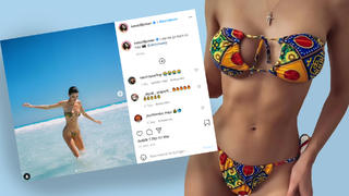 Kendall Jenner Instagram Post auf Bild mit einer Frau mit Bikini Dupe von Shein