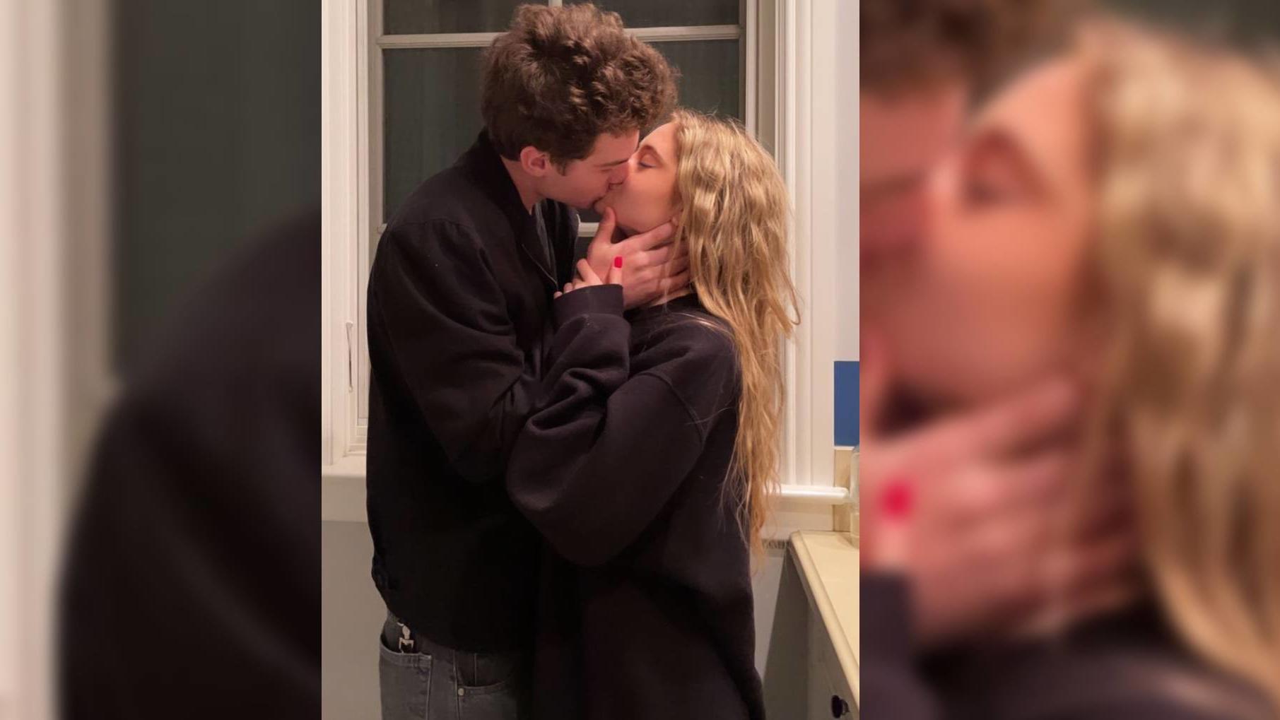 Leni Klum und ihr Freund Aris Rachevsky küssen sich und er postet es auf Instagram.