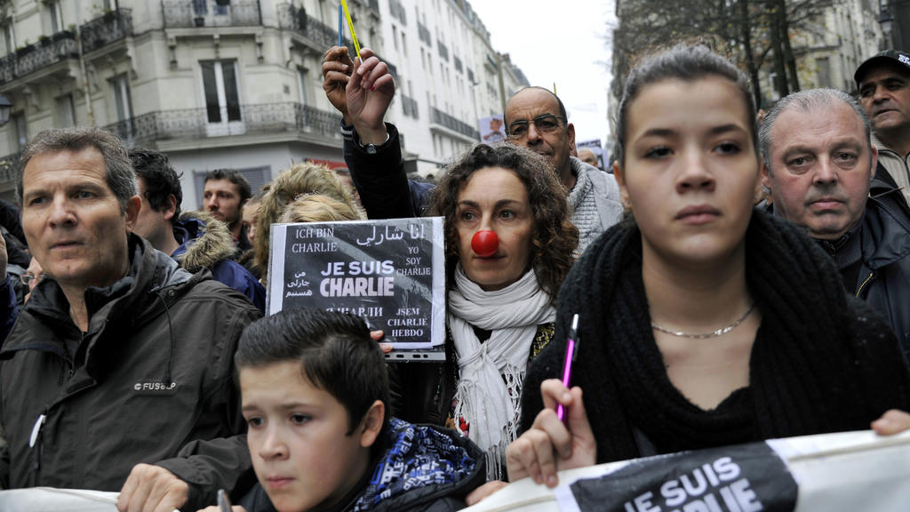 France, Nantes city, French Republican rally in memory of victims after the terrorist attack against Charlie Hebdo newspaper in Paris.