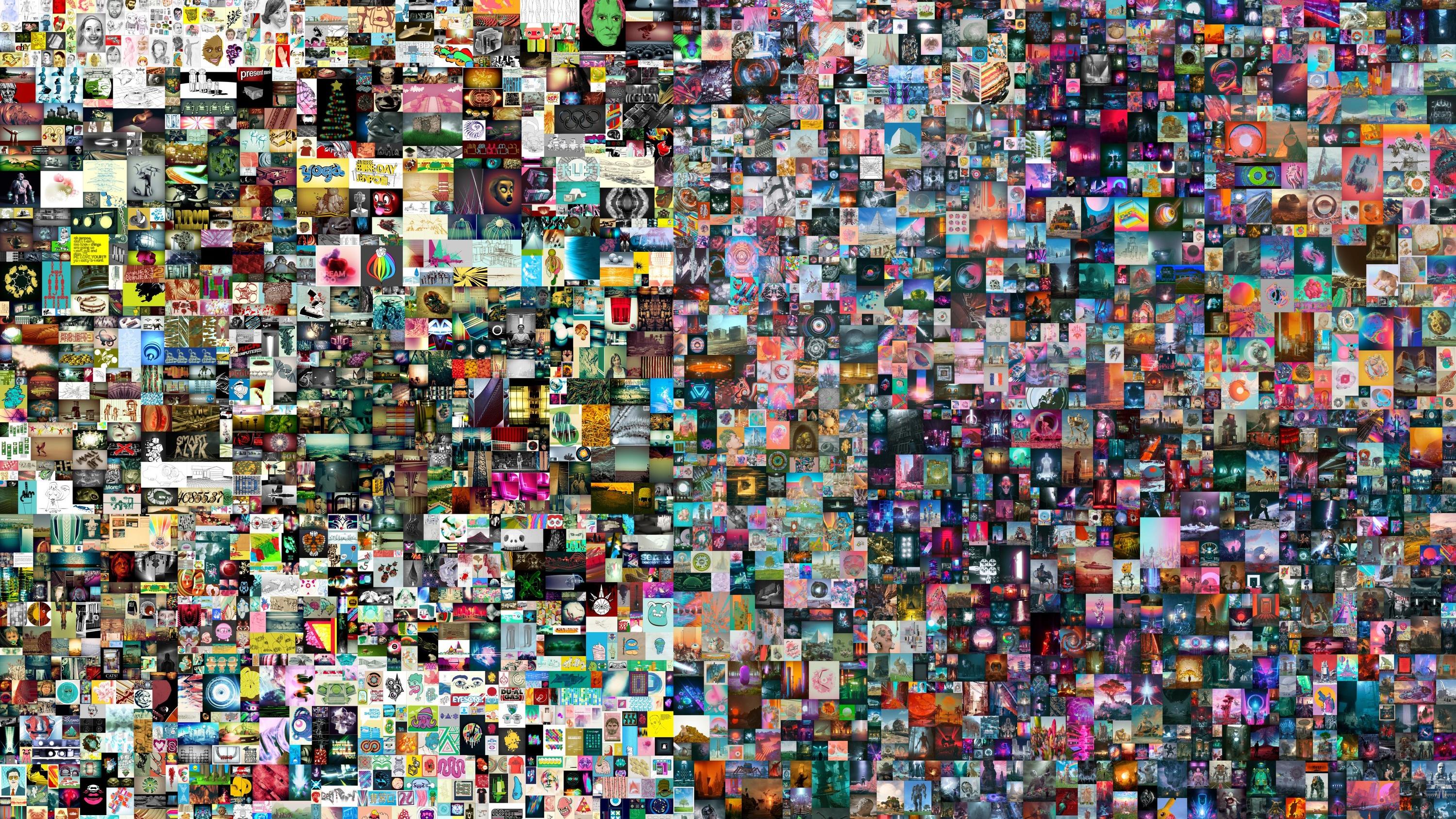 HANDOUT - 11.03.2021, ---: Die Collage des Künstlers Mike Winkelmann, Künstlername Beeple, mit dem Titel «Everydays: The First 5000 Days» erreichte nach zweiwöchiger Versteigerung einen Preis von 69 346 250 Dollar (rund 57,8 Millionen Euro), wie das 