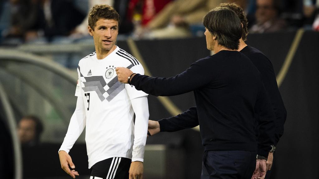 Sinsheim, 09.09.2018 Thomas Müller Deutschland, Trainer Joachim Löw Deutschland Deutschland - Peru *** Sinsheim 09 09 2018 Thomas Müller Germany Coach Joachim Löw Germany Germany Peru