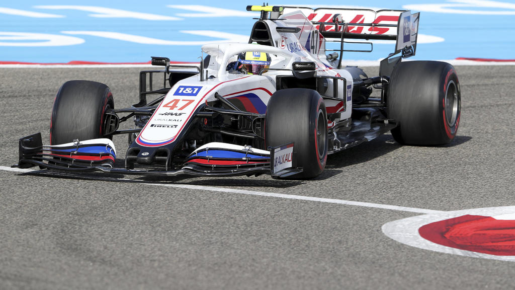Haas driver Mick Schumacher of Germany steers his car during the third free practice at the Formula One Bahrain International Circuit in Sakhir, Bahrain, Saturday, March 27, 2021. The Bahrain Formula One Grand Prix will take place on Sunday. (AP Phot