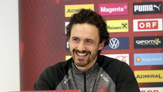 Denmark's Thomas Delaney attends a press conference before the team's training session ahead of World Cup 2022 group F qualifying soccer match against Austria at the Ernst-Happel-Stadium in Vienna, Austria, Tuesday, March 30, 2021. (AP Photo/Ronald Zak)