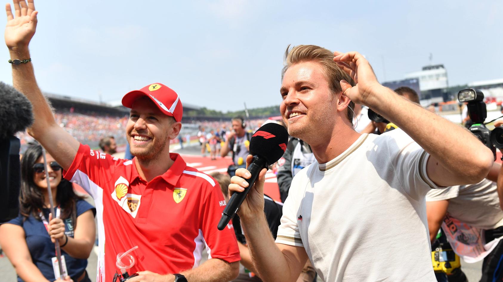 Sebastian Vettel (li.) und Nico Rosberg 2018 beim Deutschland-GP