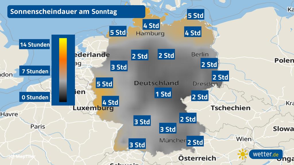 Die Sonnenscheindauer am Sonntag, den 18.04.2021