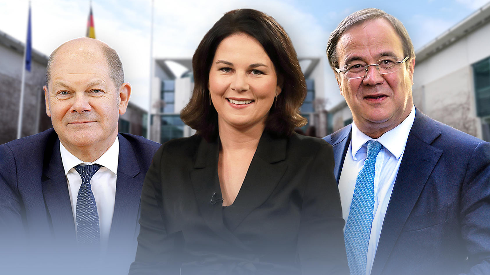 Wollen Kanzler werden: Olaf Scholz (SPD), Annalena Baerbock (Grüne), Armin Laschet (CDU)