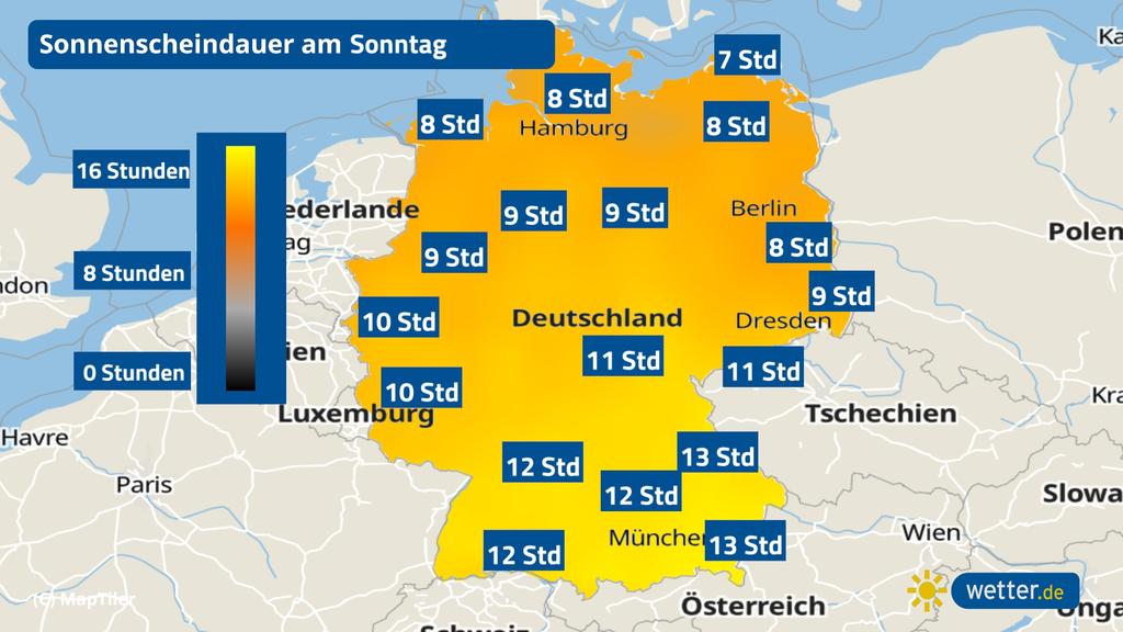 Die Sonnenscheindauer an Muttertag.