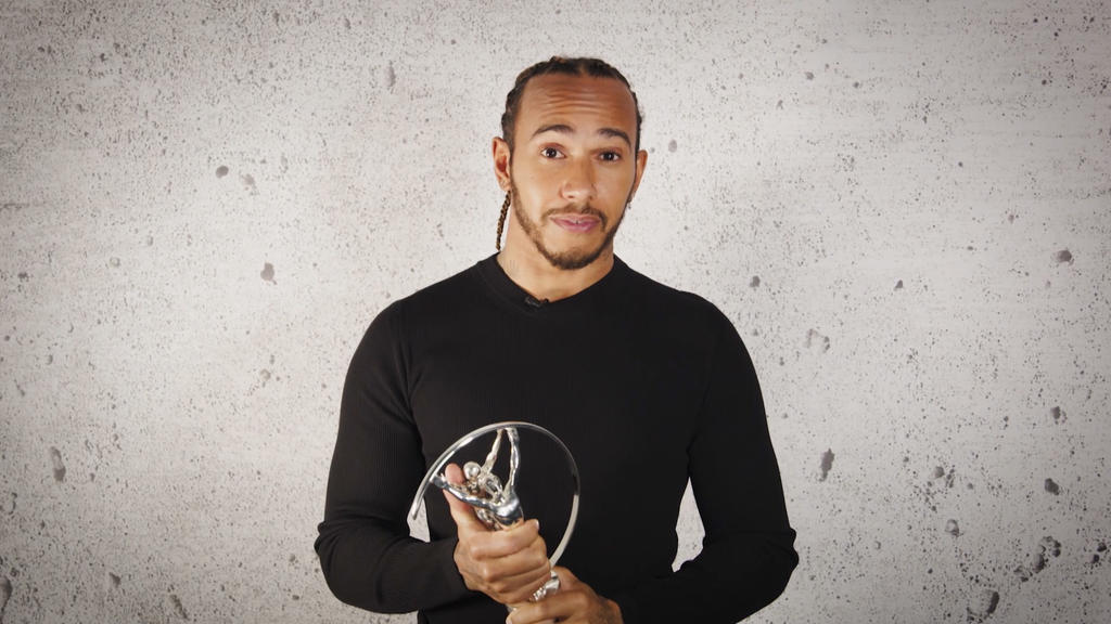 UNSPECIFIED - UNSPECIFIED: In this handout screengrab released on May 6, Lewis Hamilton speaks after winning the Laureus Athlete Advocate of the Year Award during the Laureus World Sports Awards 2021 Virtual Award Ceremony. (Photo by Handout/Laureus