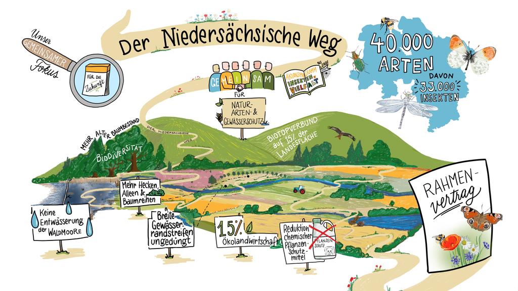 "Der Niedersächsische Weg" als Zeichnung.