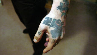 Holland Township resident Heath Campbell has a swatsika tatooed on his arm. The Express-Times /Landov +++(c) dpa - Report+++