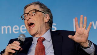 FILE PHOTO: Bill Gates, co-chair of the Bill & Melinda Gates Foundation, speaks at a panel discussion on Building Human Capital during the IMF/World Bank spring meeting in Washington, U.S., April 21, 2018. REUTERS/Yuri Gripas/File Photo