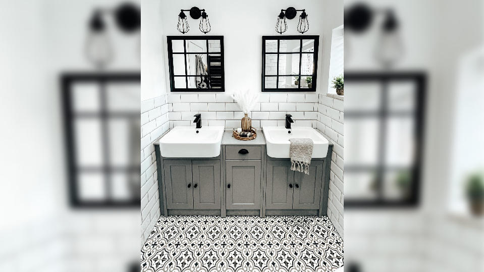 Renoviertes Badezimmer im Boho-Stil
