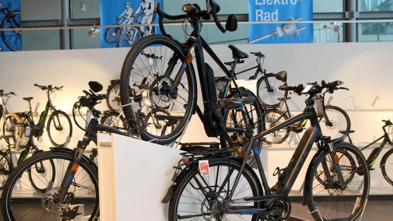 Verschiedene Modelle von Elektro-Fahrrädern sind in einem Fahrrad-Geschäft ausgestellt. Foto: Philipp Brandstädter/dpa/Archiv