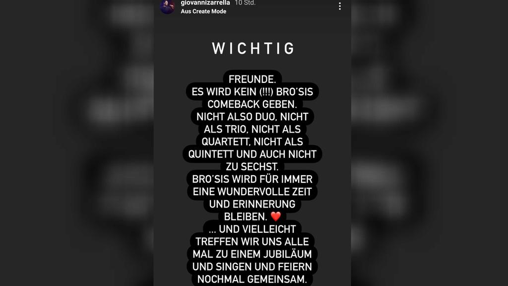Giovanni Zarrella dementiert Bro`Sis-Comeback via Instagram