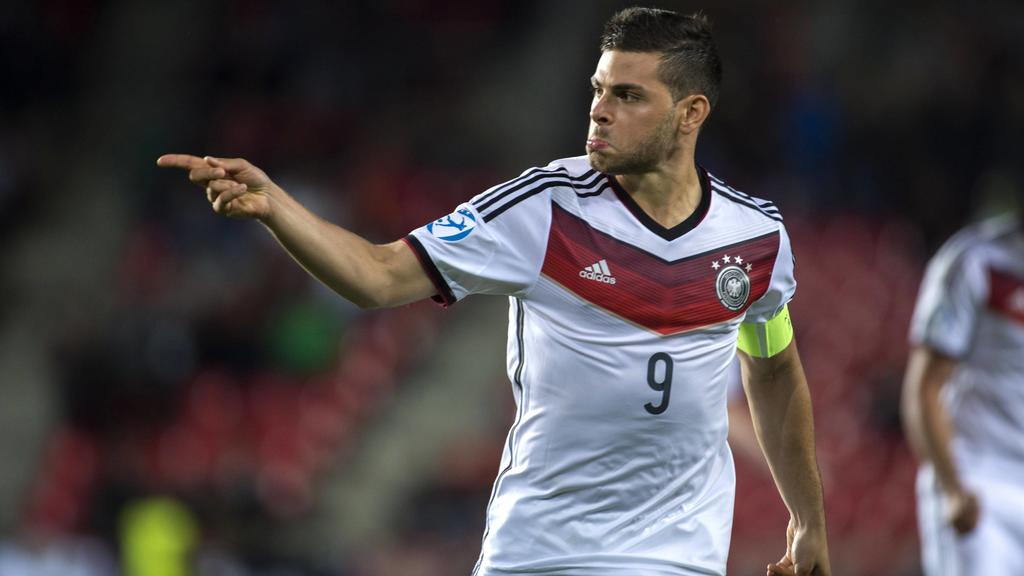 Kevin Volland (GER), JUNE 20, 2015 - Football / Soccer : Kevin Volland of Germany celebrates after scoring their 2nd goal during the UEFA Under-21 European Championship EM Europameisterschaft Czech Republic 2015 Group A match between Germany 3-0 Denm