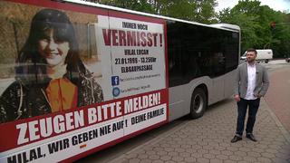 Seit 22 Jahren wird Hilal aus Hamburg vermisst. Der Busaufdruck soll nochmals mögliche Zeugen sensibilisieren.
