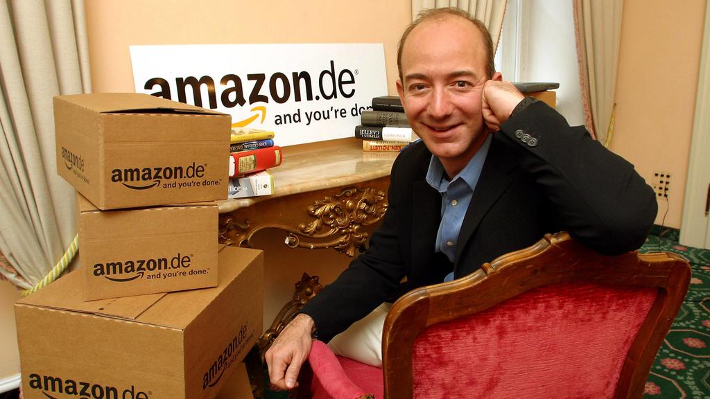 Jeff Bezos USA/CEO des Internetbuchversandes amazon.com anlässlich eines Besuchs bei amazon.de in München