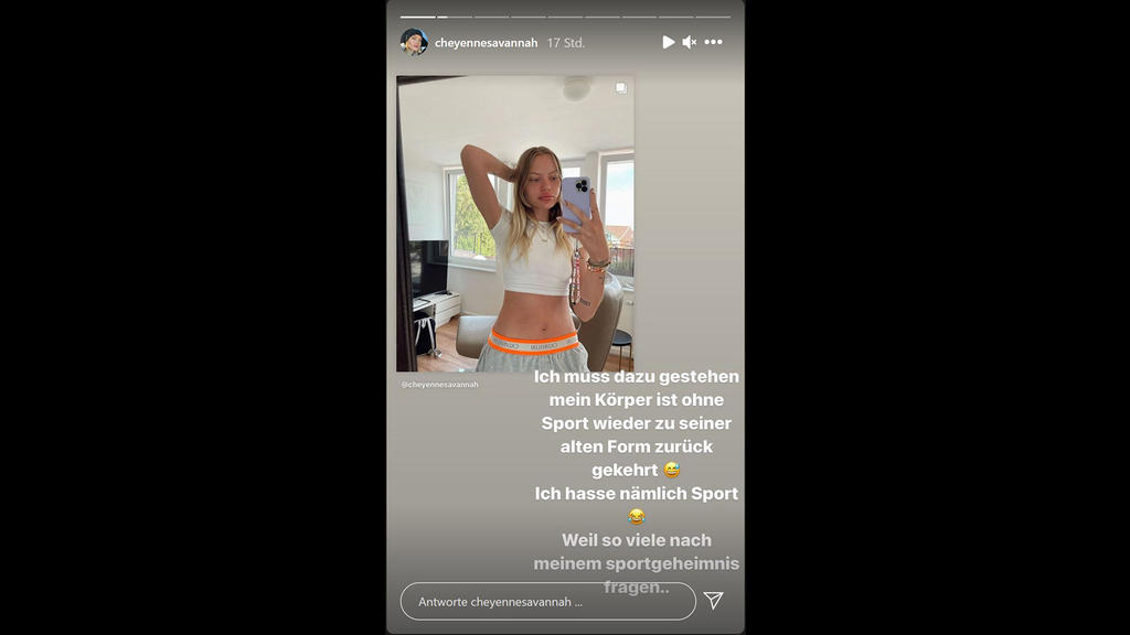 Cheyenne Ochsenknecht beantwortet ihren Fans auf Instagram die Frage, wie sie ihren schlanken After-Baby-Body bekommen hat.