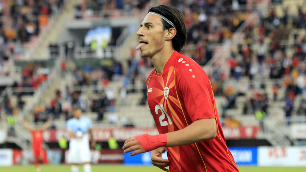 Soccer Football - International Friendly - North Macedonia v Slovenia - Tose Proeski Arena, Skopje, North Macedonia - June 1, 2021 North Macedonia's Elif Elmas celebrates scoring their first goal REUTERS/Ognen Teofilovski