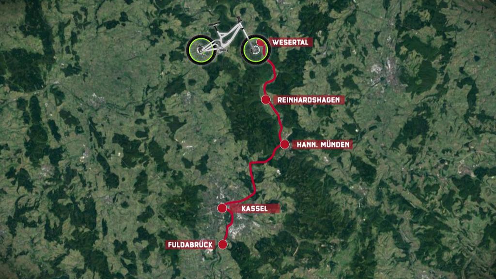 Tag 4 für Cord auf dem Fahrrad. Von Fuldabrück geht es ins Wesertal.