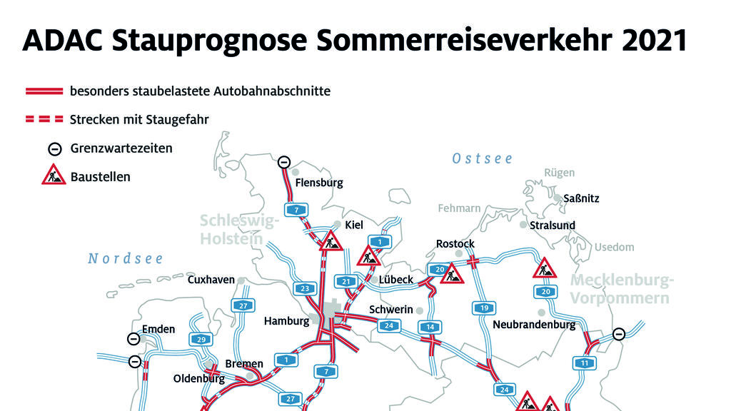 Der ADAC warnt vor vollen Straßen in den kommenden 13 Wochen.