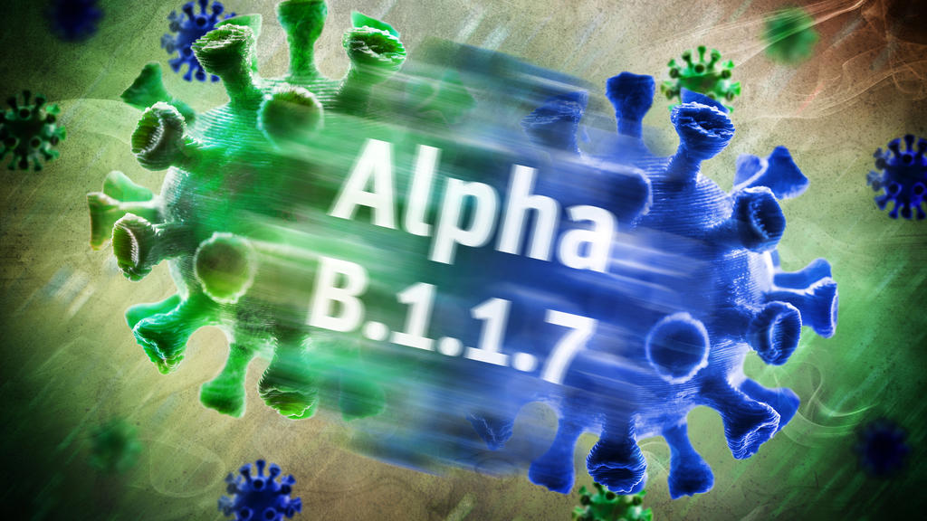 Symbolfoto von mutiertem Coronavirus der Alpha-Variante B.1.1.7 