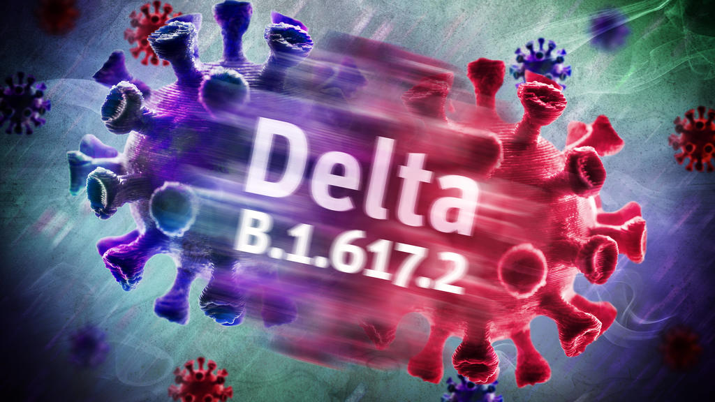 Symbolfoto von mutiertem Coronavirus der Delta-Variante B.1.617.2.