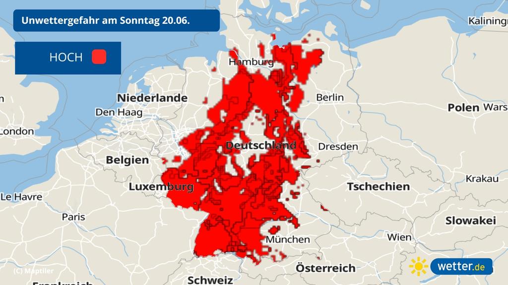 Unwettergefahr am Sonntag