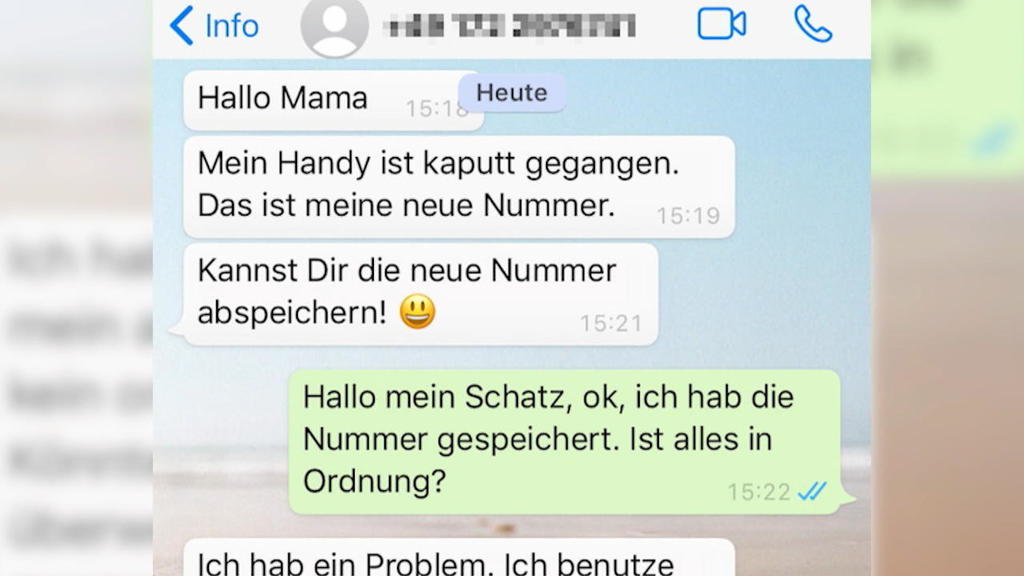 Handy-Screenshot von Betrugsnachrichten
