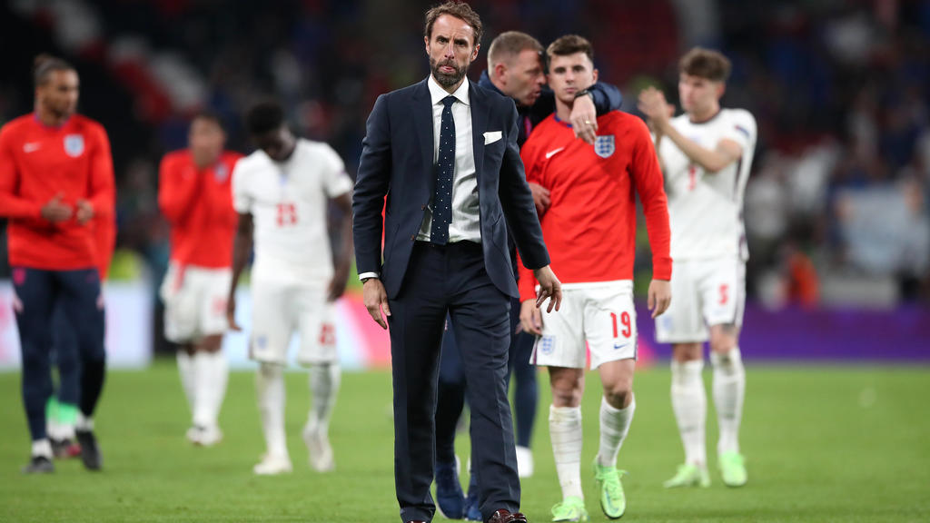  Italy v England - UEFA EURO, EM, Europameisterschaft,Fussball 2020 Final - Wembley Stadium England manager Gareth Southgate following defeat in the penalty shoot-out after the UEFA Euro 2020 Final at Wembley Stadium, London. Picture date: Sunday Jul
