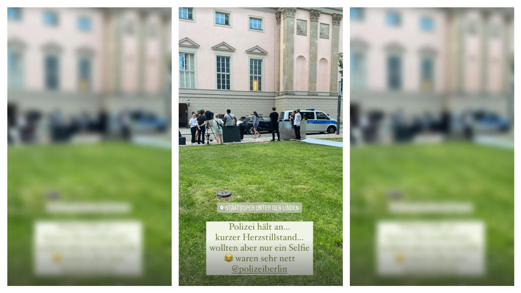Das Model wurde beim Fotoshooting von der Polizei überrascht.