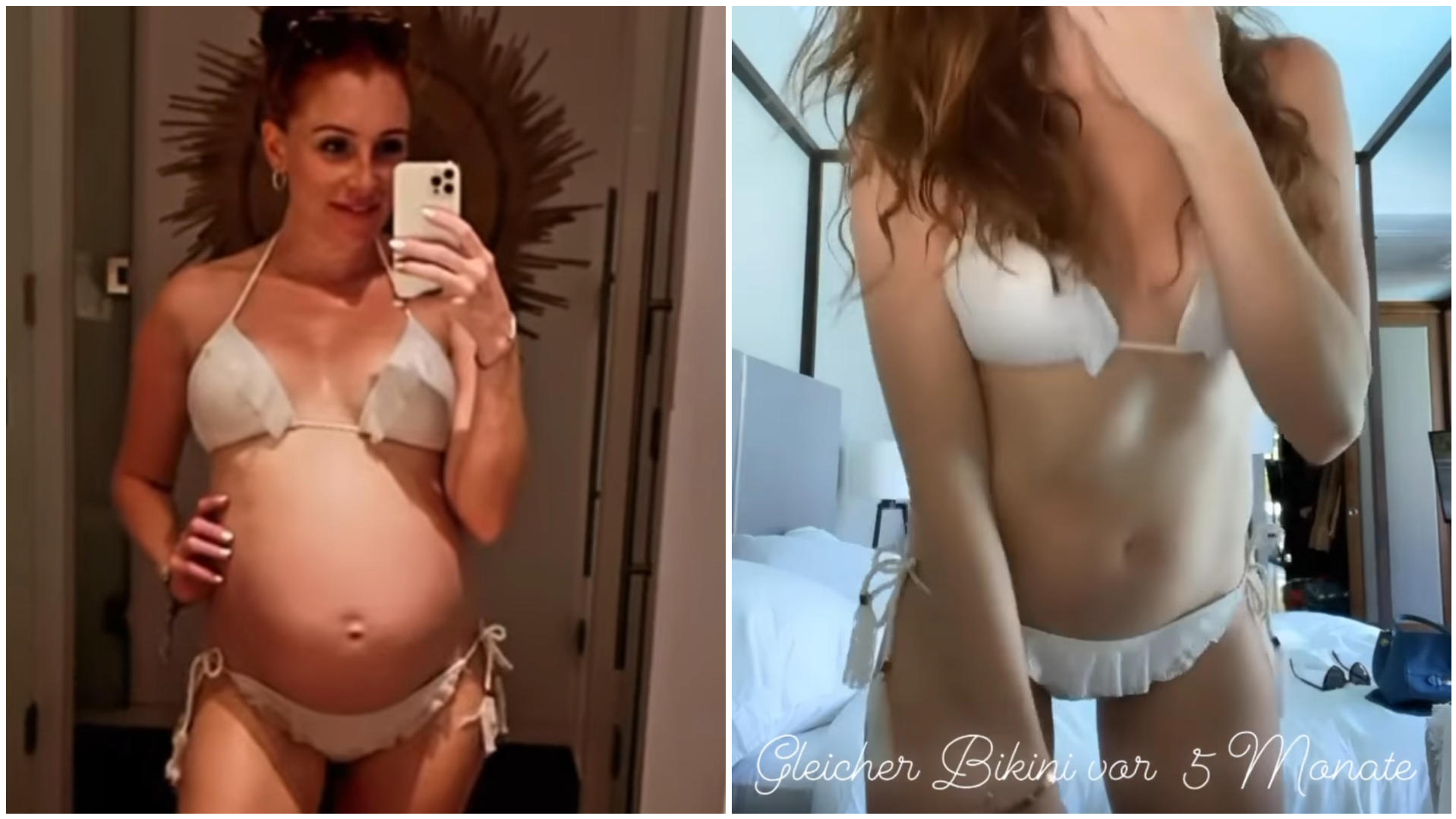 Georgina heute und vor fünf Monaten - im gleichen Bikini