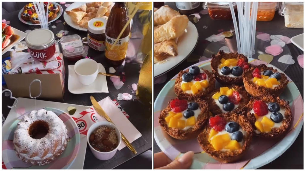 Sogar ihr liebsten Frühstücks-Leckereien gibt es auf der feierlichen Tafel.
