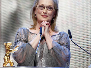 BERLIN, GERMANY - FEBRUARY 14:  Actress Meryl Streep receives the Golden Honorary Bear award for Lifetime Achievement on stage prior to "The Iron Lady" screening at the 62nd Berlin International Film Festival at the Berlinale Palace on February 14, 2012 in Berlin, Germany.  (Photo by Andreas Rentz/Getty Images)