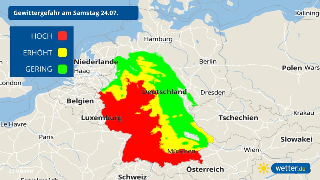 Gewitterrisiko Samstag, 24.07.2021