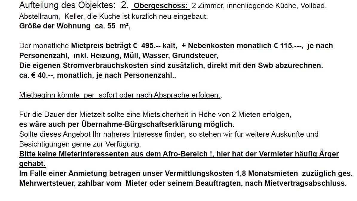 Mit so einem rassistischen Hinweis hat ein Makler in Bremen für eine Wohnung geworben.